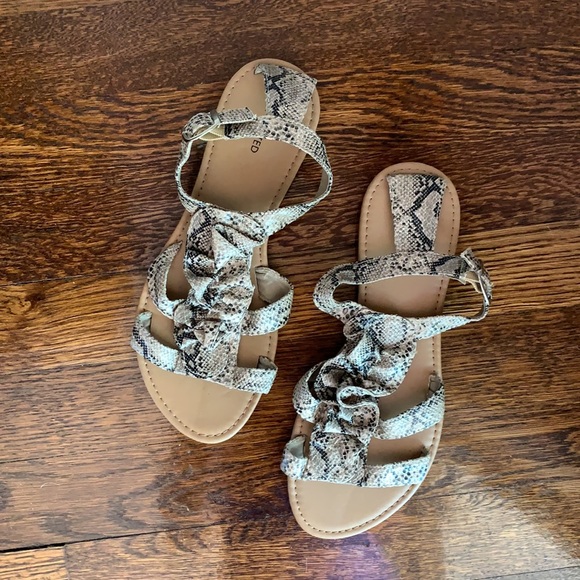 The Limited Shoes - The Limited Ruffled Snake Skin Sandals